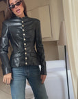 Vegan Leather Military Jacket