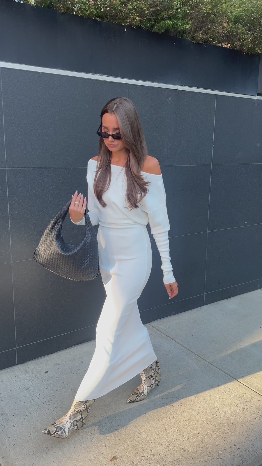 Off Shoulder Sweater Midi Dress